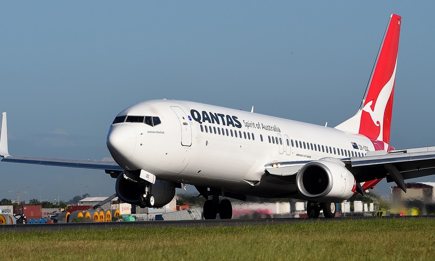 epa07962118 (FILE) - A Qantas Boeing 737-800 aircraft is seen landing at Sydney Domestic Airport, Australia, 16 November 2015 (reissued 31 October 2019). According to media reports, Qantas airlines is ...