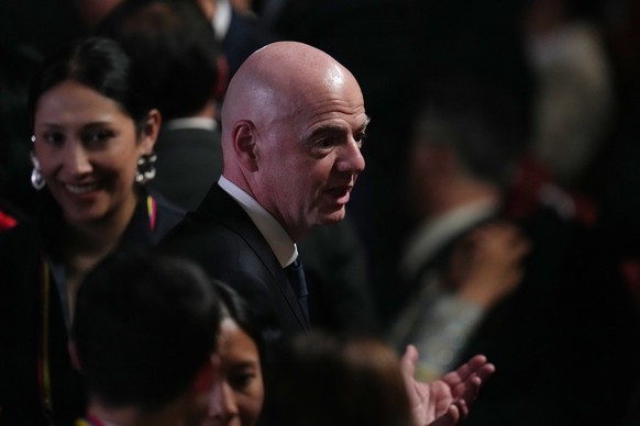 FIFA President Gianni Infantino arrives for the inauguration of President Abelardo de la Espriella in Cali, Colombia, Friday, Aug. 7, 2026. (AP Photo/Matias Delacroix)
Gianni Infantino