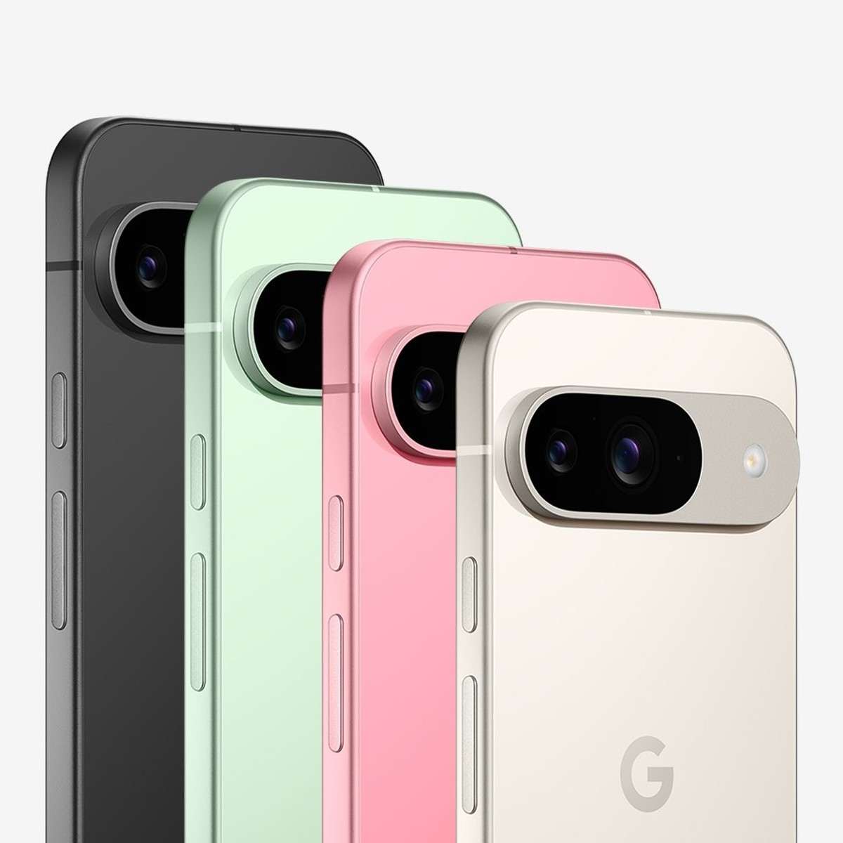 Das Pixel 9 kommt in diesen Farben: Obsidian, Wintergreen, Peony und Porcelain.