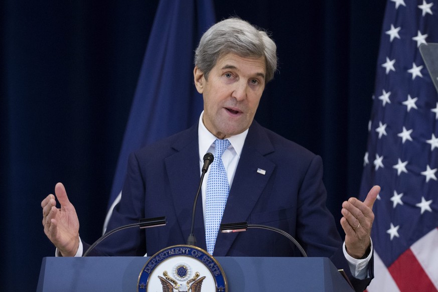 epa05690216 US Secretary of State John Kerry delivers remarks outlining the Obama administration&#039;s vision for a Middle East Peace deal at the State Department in Washington, DC, USA, 28 December  ...