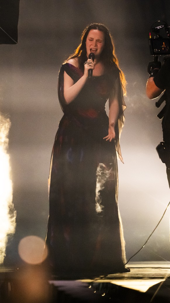 epa12097869 Switzerland&#039;s Zoe Me performs the song &quot;Voyage&quot; during the first semi-final of the 69th Eurovision Song Contest (ESC) in Basel, Switzerland, 13 May 2025. EPA/GEORGIOS KEFALA ...