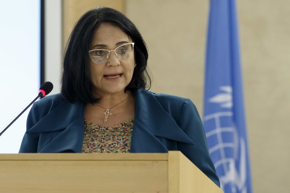 Damares Regina Alves, Minister of Women, Family and Human Rights of Brazil, adresses her statement, during the High-Level Segment of the 40th session of the Human Rights Council, at the European headq ...