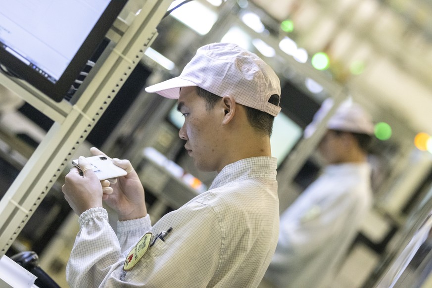 Smartphone-Fabrik von Huawei in Dongguan, China. Die USA führen den Handelskrieg gegen China weiter.
