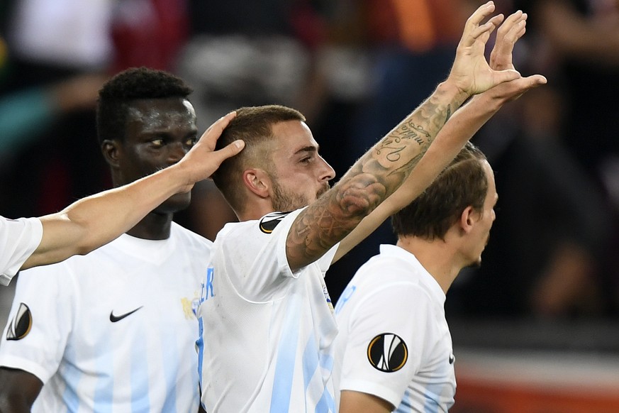 Zurich&#039;s Marco Schoenbaechler celebrates after his first goal for Zurich during the UEFA Europa League group match between Swiss Club FC Zurich and Turkey&#039;s Osmanlispor FK, at the Letzigrund ...