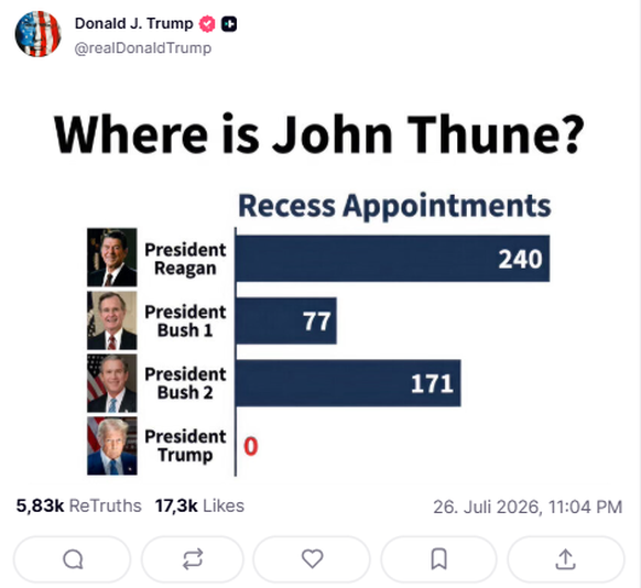 Trump Truthsocial Post: John Thune
