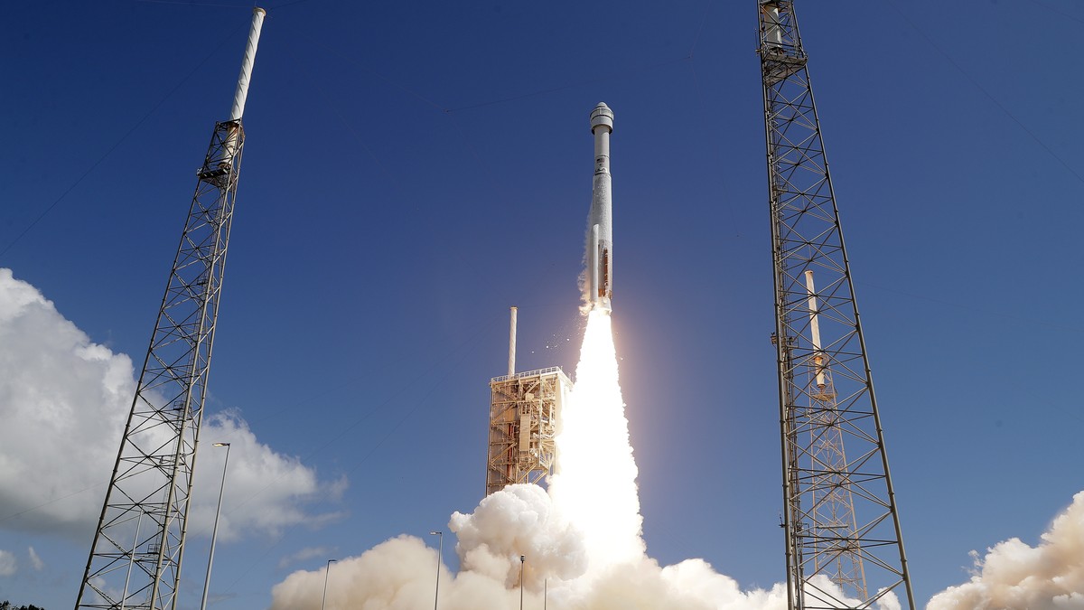 Boeing's Starliner capsule, atop an Atlas V rocket, lifts off from launch pad at Space Launch Complex 41 Wednesday, June 5, 2024, in Cape Canaveral, Fla. NASA astronauts Butch Wilmore and Suni Wi ...