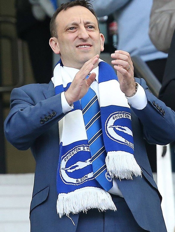Mandatory Credit: Photo by James Boardman/TPI/Shutterstock 10213805y Brighton s chairman Tony Bloom watches the Premier League match between Brighton &amp; Hove Albion and Newcastle United at the Amex ...