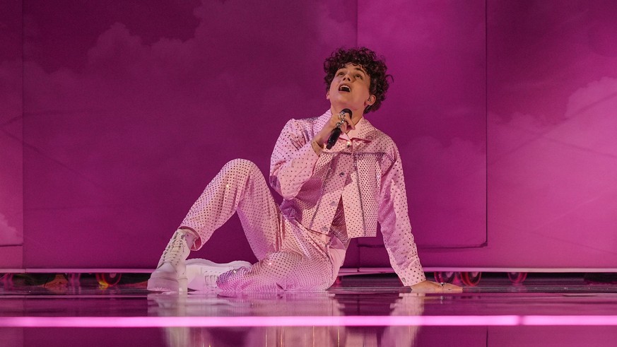 Reiley of Denmark performs during dress rehearsals for the second semi final at the Eurovision Song Contest in Liverpool, England, Wednesday, May 10, 2023. (AP Photo/Martin Meissner)