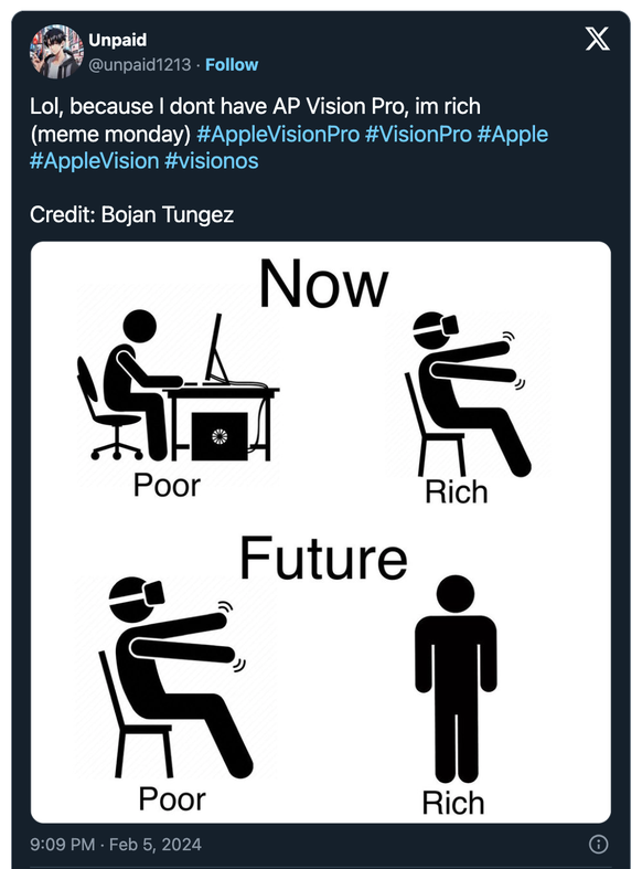 Meme zur Apple Vision Pro.