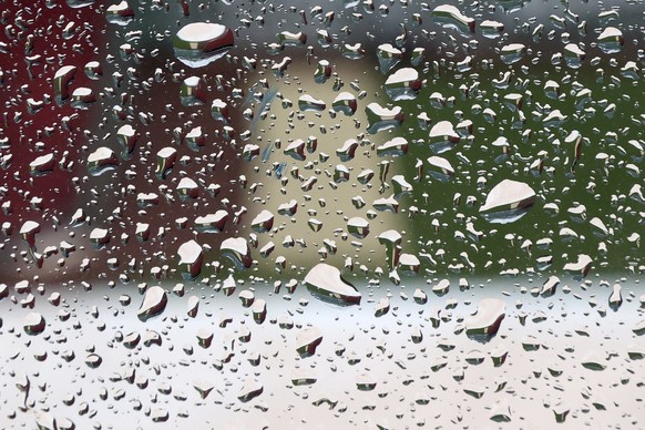 Raindrops cover the press box windows during the American League Wild Card Workout Day at Fenway Park, Monday, Oct. 4, 2021, before Tuesday&#039;s American League Wild Card game between the New York Y ...