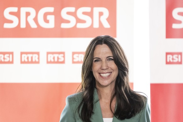 QUALITY REPEAT --- Susanne Wille tritt als neue Generaldirektorin der Schweizerischen Radio- und Fernsehgesellschaft SRG vor die Medien, am Samstag, 25. Mai 2024 in Bern. Die 50-jaehrige Schweizer Jou ...