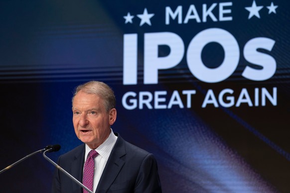 Paul Atkins, Chairman of the U.S. Securities and Exchange Commission, speaks during a closing bell ceremony at the Nasdaq MarketSite, Tuesday, Dec. 2, 2025, in New York. (AP Photo/Yuki Iwamura)
Financ ...