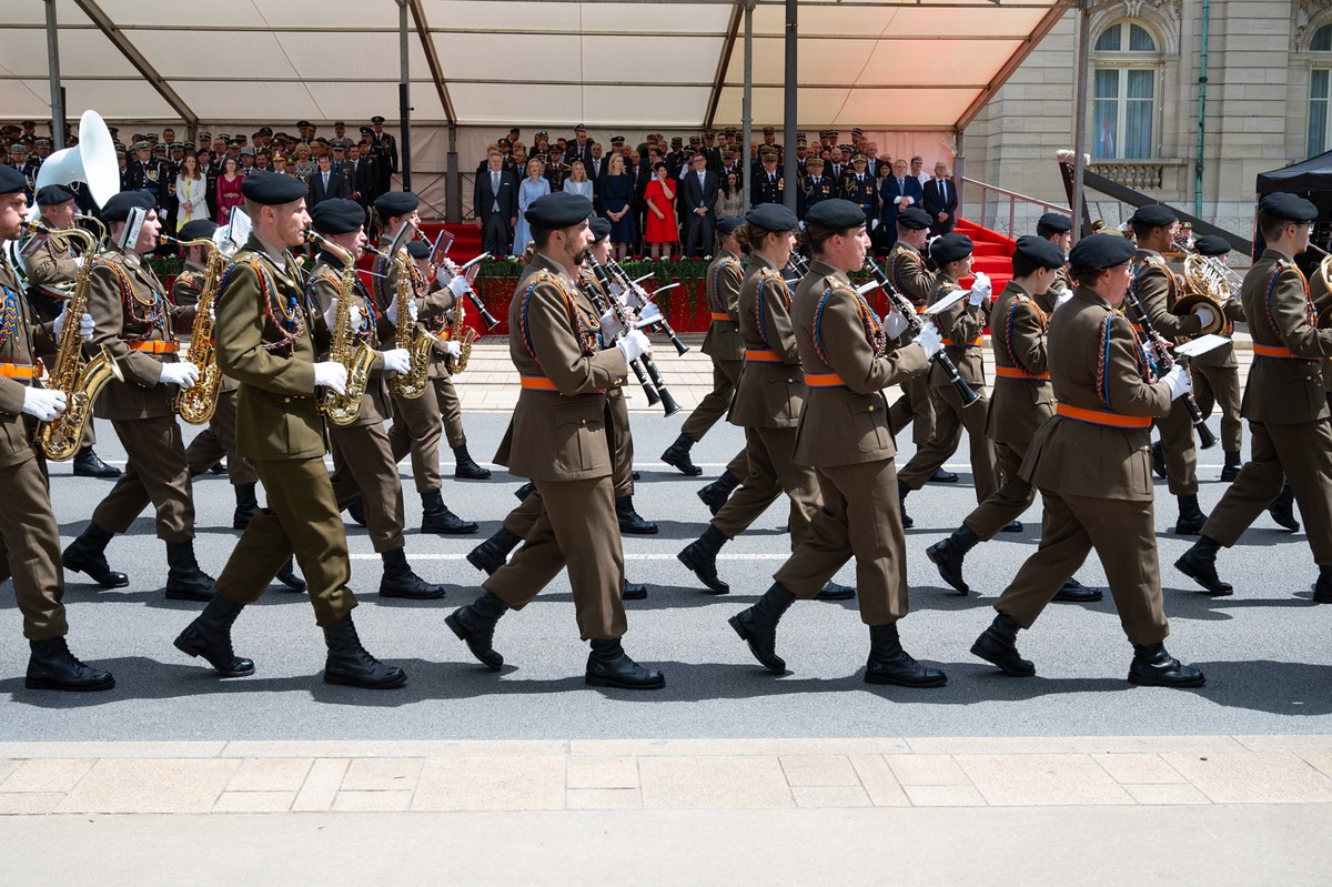 National Day Luxembourg, celebration of the Grand Duke s birthday, military parade with luxembourgish army, police, fire department, rescue service and armed forced, Luxembourg city, 23.06.2024 Nation ...