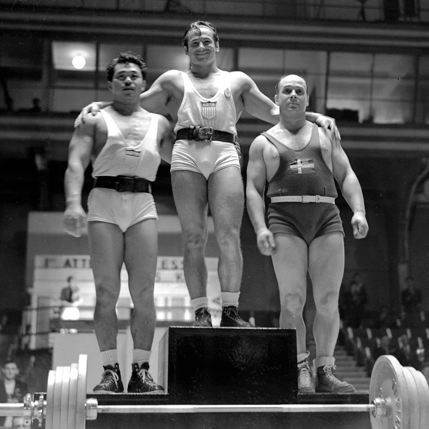 Starkes Trio: Sakata, Olympiasieger Stanczyk und Bronzemedaillengewinner Magnusson (von links).