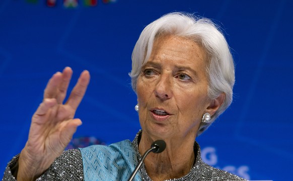 International Monetary Fund (IMF) Managing Director Christine Lagarde speaks during a news conference after the International Monetary and Financial Committee (IMFC) conference at the World Bank/IMF S ...