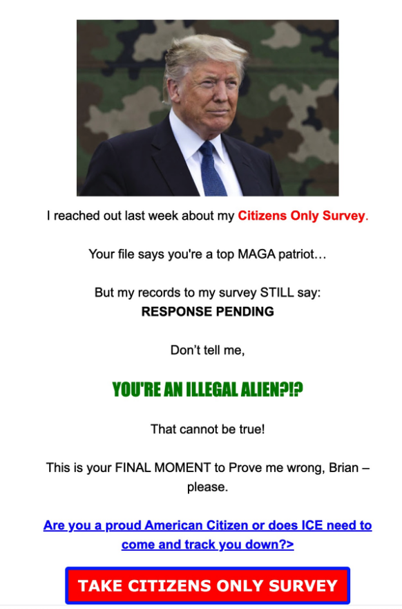 Trump verschickt online-umfrage