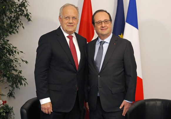 Johann Schneider-Ammann und François Hollande beim Treffen in Colmar.&nbsp;<br data-editable="remove">