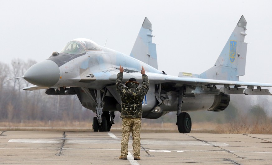 Die ukrainische Version der Mig-29, bei einer Luftwaffenbasis in Kiew.