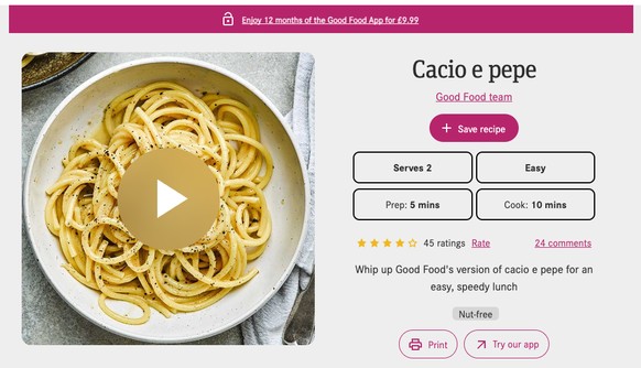 Good Food&#039;s version of cacio e pepe sparks international diplomatic outrage
https://www.bbcgoodfood.com/recipes/cacio-e-pepe