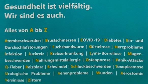 Spital Affoltern bewirbt ihre Notfallstation mit einem Flyer.