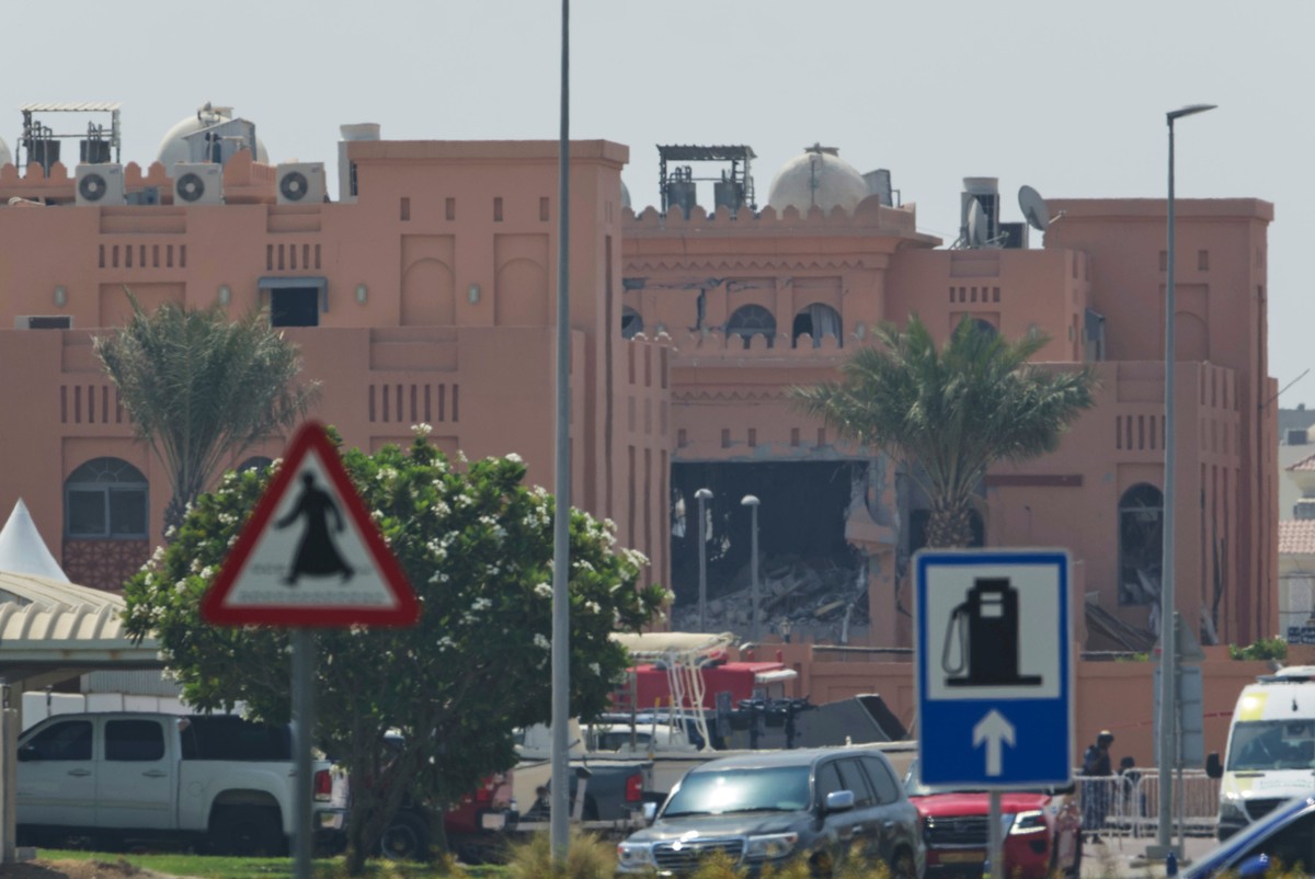 Damage is seen after an Israeli strike targeted a compound that hosted Hamas' political leadership in Doha, Qatar, Wednesday, Sept. 10, 2025. (AP Photo/Jon Gambrell)
Mideast Wars Qatar