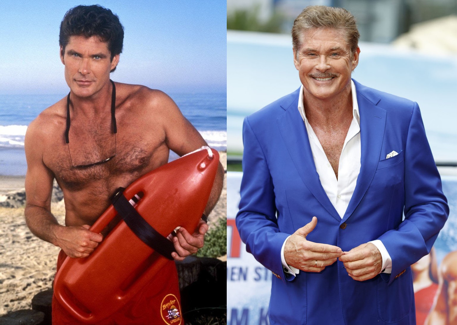 Damals wie heute: The Hoff bleibt The Hoff – auch mit 64 Jahren und Schnauz.