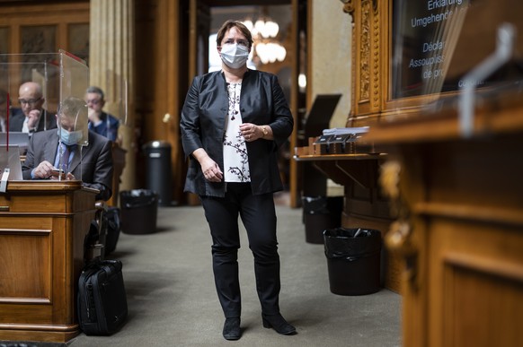 Magdalena Martullo-Blocher, SVP-GR, hoert einem Votum zu, an der Fruehlingssession der Eidgenoessischen Raete, am Mittwoch, 3. Maerz 2021 im Nationalrat Bern. (KEYSTONE/Alessandro della Valle)