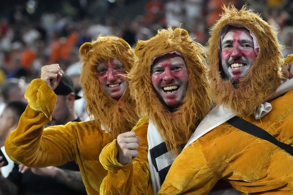 Fans cheer during a semifinal match between the Netherlands and England at the Euro 2024 soccer tournament in Dortmund, Germany, Wednesday, July 10, 2024. (AP Photo/Frank Augstein)