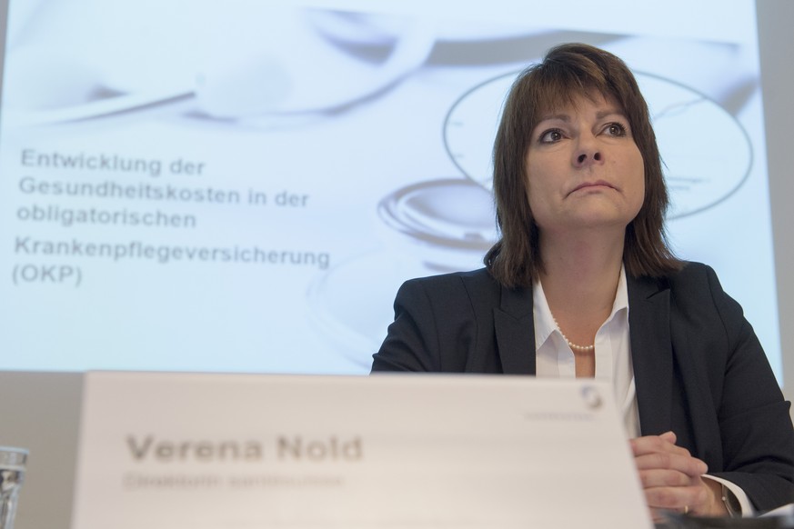 Verena Nold, Direktorin Santesuisse, informiert ueber die Kostenentwicklung im Gesundheitswesen, am Dienstag, 26. September 2017 in Bern. (KEYSTONE/Lukas Lehmann)