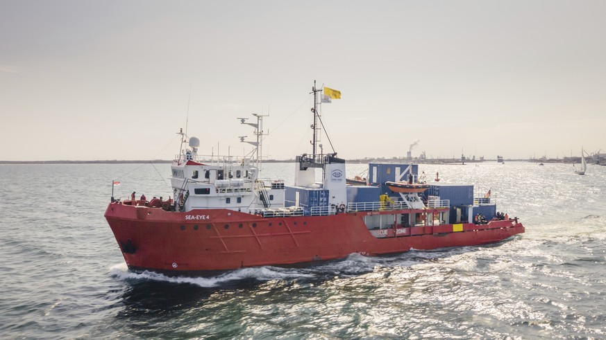 This undated photo provided by Sea-Eye shows the Sea-Eye 4 ship. On Saturday, June 5, 2021, the Italian Coast Guard says it detained the migrant rescue ship operated by a German charity after finding  ...