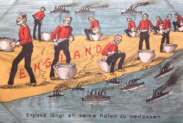 Beschlagnahmte Postkarte: «England fängt an seine Häfen zu verlassen.»