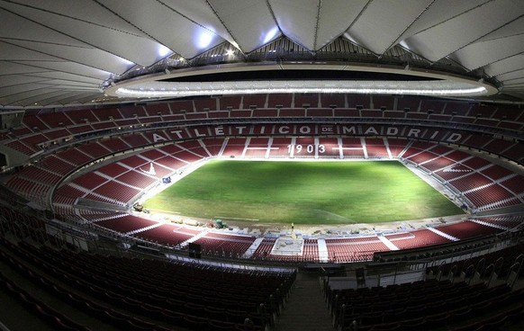 epa06187610 A handout photo made available by Spanish soccer club Atletico Madrid shows a general view of Atletico Madrid&#039;s new stadium Wanda Metropolitano, in Madrid, Spain, 06 September 2017. A ...