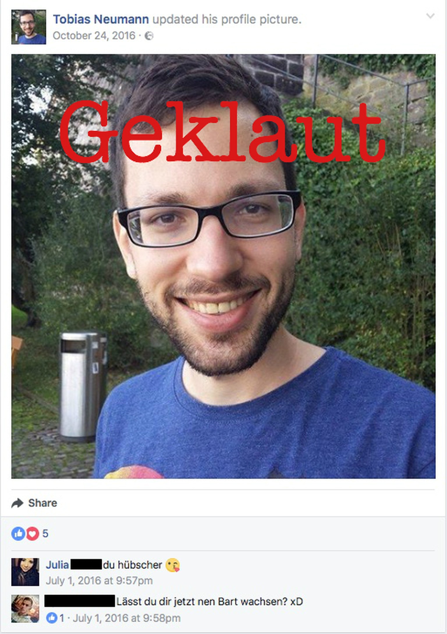 Das bin ja ich!&nbsp;Mein Foto auf dem Facebook-Account eines Unbekannten.