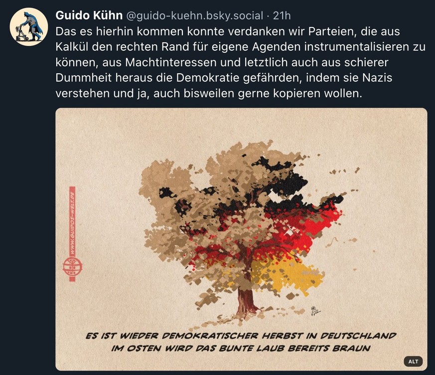 Karikatur zu Rechtsrutsch in Deutschland