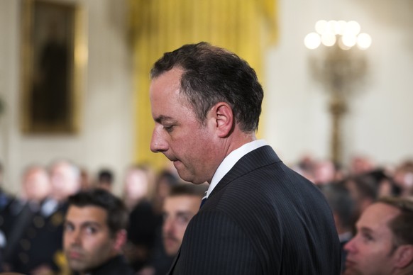 epa06113604 White House Chief of Staff Reince Priebus attends a ceremony recognizing the first responders to the 14 June shooting involving Republican Congressman Steve Scalise, in the White House in  ...