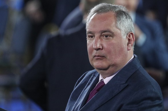 epa09148962 Roscosmos State Space Corporation Director General Dmitry Rogozin attends Russian President Vladimir Putin&#039;s annual address to the Federal Assembly at the Manezh Central Exhibition Ha ...