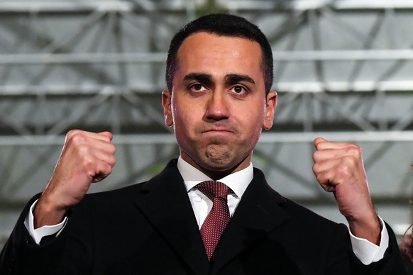 epa06575682 Italian 5-Star Movement&#039;s candidate for the post of the Prime Minister, Luigi Di Maio, during the closing of the electoral campaign of the Italian 5-Star Movement (M5S) in Rome, Italy ...