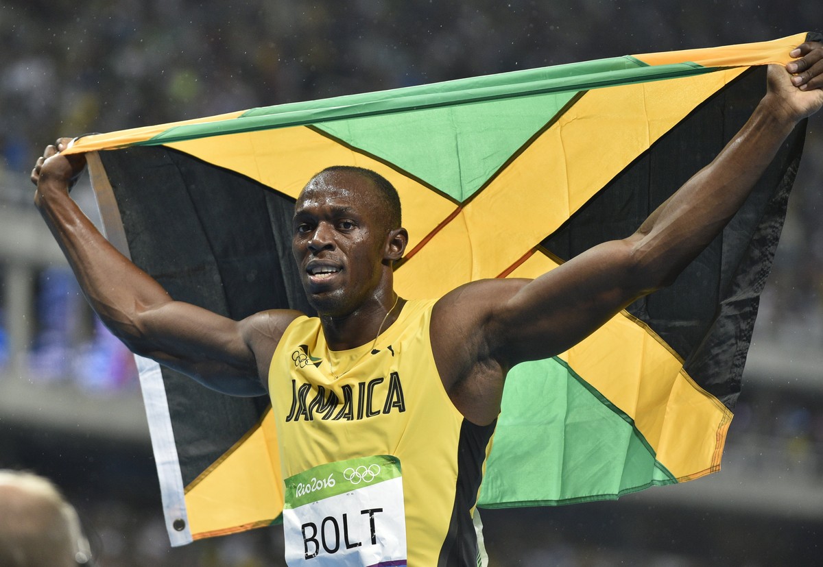 epa06022068 (FILE) - Usain Bolt of Jamaica celebrates after winning the gold medal in the men's 200m Final race of the Rio 2016 Olympic Games Athletics, Track and Field events at the Olympic Stad ...