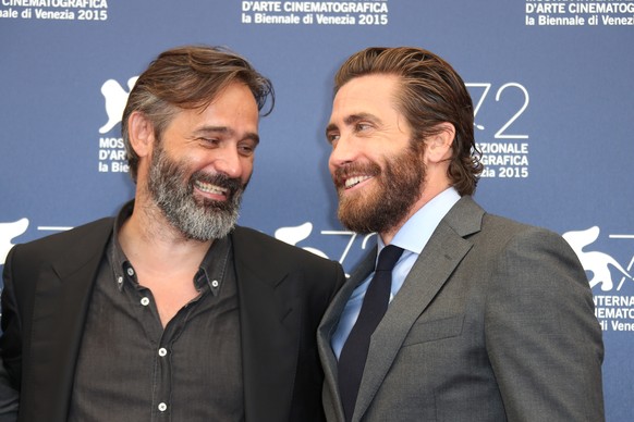 Zwei mit Bärten: «Everest»-Regisseur Baltasar Kormákur und&nbsp;Jake Gyllenhaal&nbsp;in Venedig.