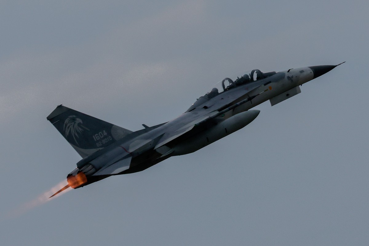 epa11810848 A Taiwan Air Force Indigenous Defense Fighter Jet (IDF) takes off during a drill inside an airbase in Taichung, Taiwan, 07 January 2025. Taiwanese President William Lai (Lai Cheng-te) pled ...
