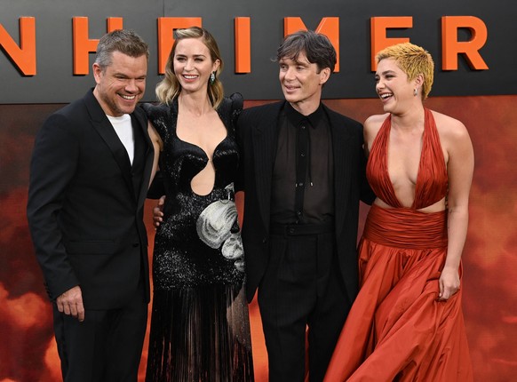Stars Walk Out Of Oppenheimer Premiere - London Matt Damon, Emily Blunt, Cillian Murphy and Florence Pugh at the Oppenheimer UK Premiere, London, UK, July 13, 2023. The cast of new movie Oppenheimer w ...
