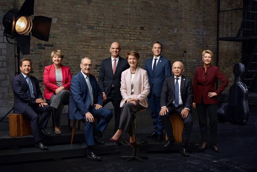 Bundesratsfoto 2020 mit Bundespräsidentin Simonetta Sommaruga.