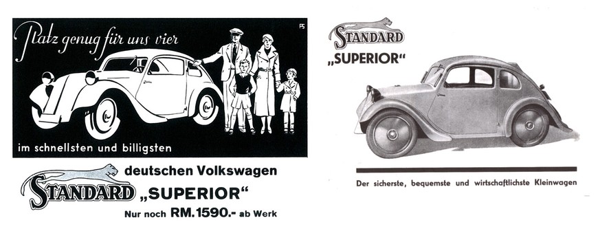 Der Standard Superior zunächst als «Volkswagen», später als «Kleinwagen» beworben.