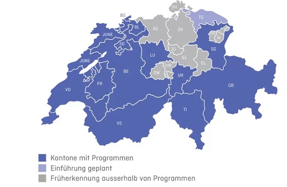 Kantone mit Darmkrebsvorsorge
