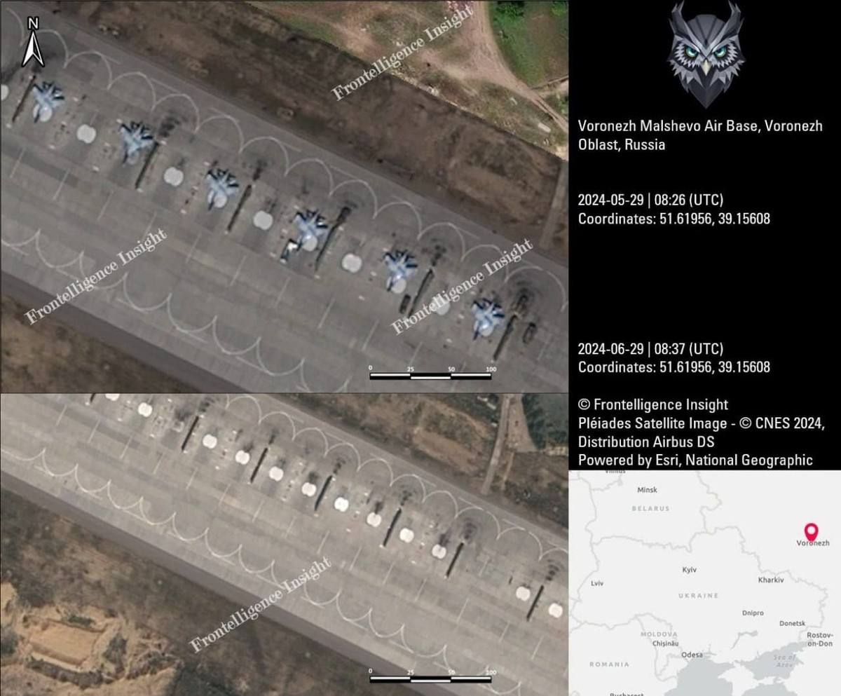 D’après des images satellite récentes des aérodromes situés sur le territoire ukrainien, on peut conclure que les forces russes ont éloigné leurs avions tactiques des frontières ukrainiennes.