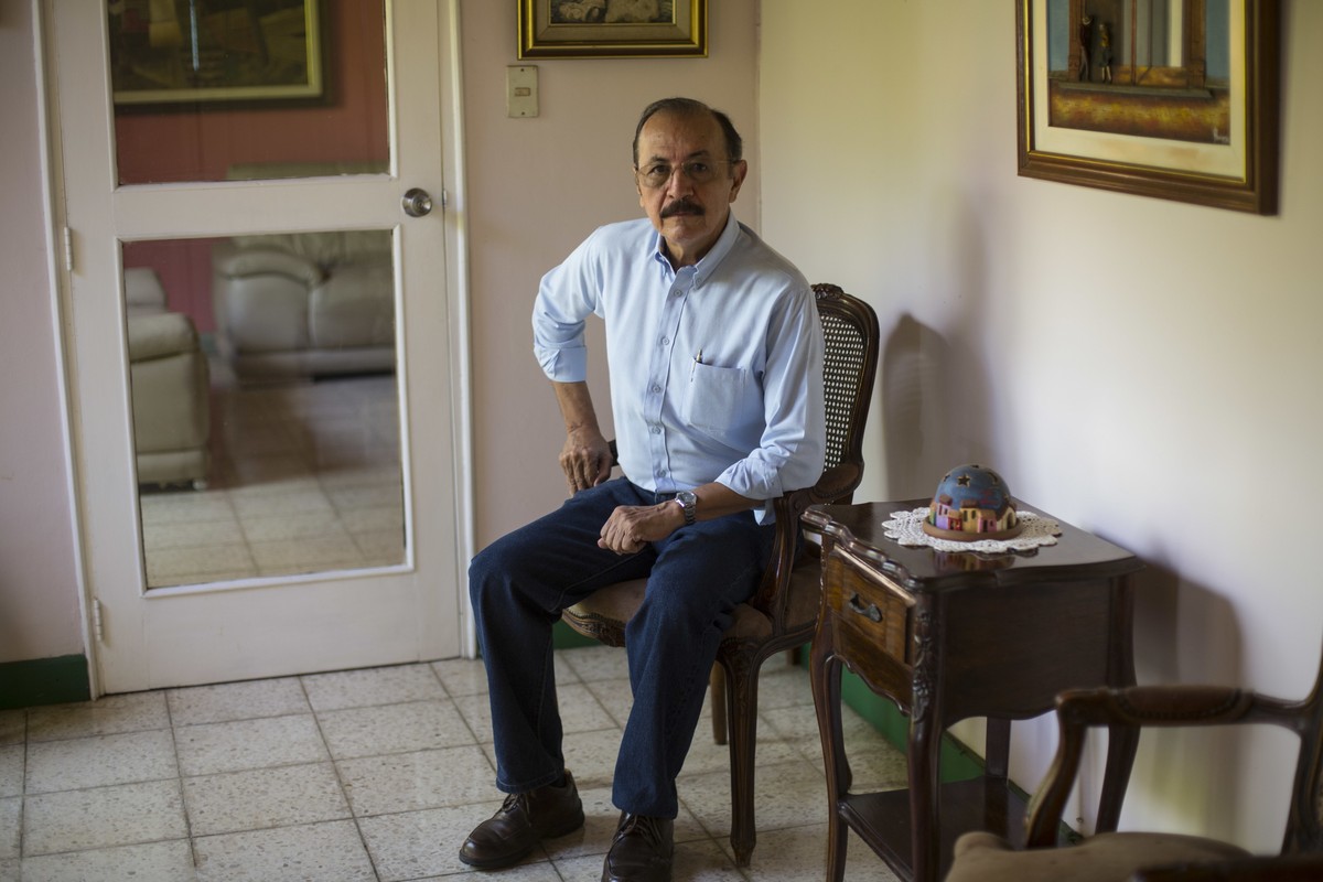 FILE - In this Wednesday, May 2, 2018 file photo, retired Sandinista Gen. Hugo Torres poses for portrait at his home, in Managua, Nicaragua. "In repressive, criminal brutality, (Daniel Ortega) ha ...