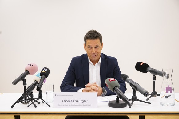 Der neue Polizei Kommandant ad Interim, der Kantonspolizei Basel-Stadt, Thomas Wuergler anlaesslich einer Medienkonferenz vom Mittwoch, 21. August 2024 in Basel. (KEYSTONE/Urs Flueeler).