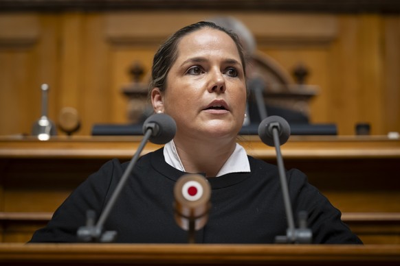 Martina Bircher, SVP-AG, spricht waehrend der Sommersession der Eidgenoessischen Raete, am Donnerstag, 30. Mai 2024 im Nationalrat in Bern. (KEYSTONE/Anthony Anex)