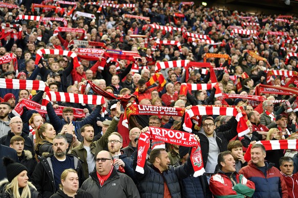 epa07554368 Fans of Liverpool sing You&#039;ll never walk alone before the UEFA Champions League semi final 2nd leg match between Liverpool FC and FC Barcelona at Anfield, Liverpool, Britain, 07 May 2 ...