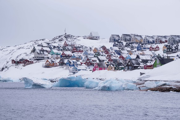 FILE - Coloured houses covered by snow are seen from the sea in Nuuk, Greenland, on March 6, 2025. (AP Photo/Evgeniy Maloletka, File)
Denmark Greenland Trump